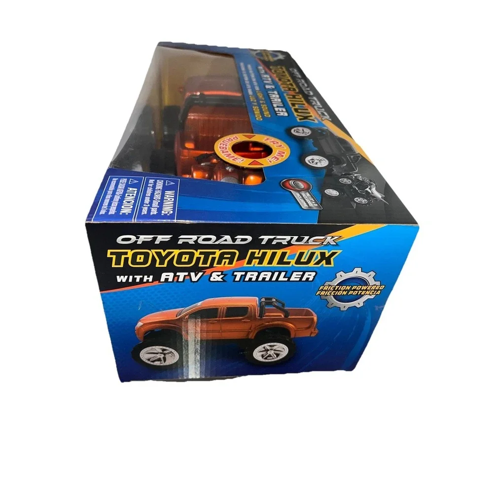 (279/11)Toyota Hilux Off-Road Truck w/ ATV & Trailer 1:16 Scale Toy Set – Lights
